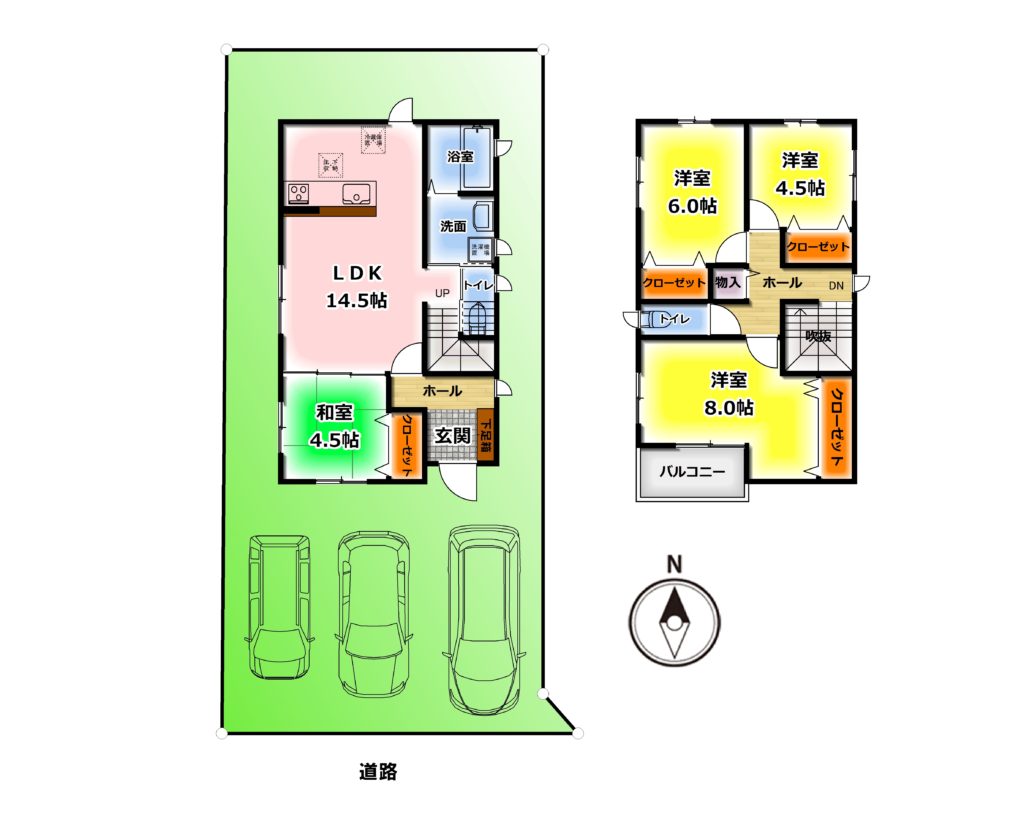 南向きの土地なのでお部屋が明るいです♪(間取) 南向きの土地なのでお部屋が明るいです♪(間取)